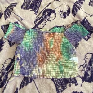 Urban Renewal Remnants Smocked Tie-Dye Top